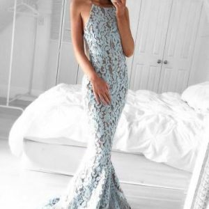 import placeholder for charming mermaid halter sweep train blue 160218588