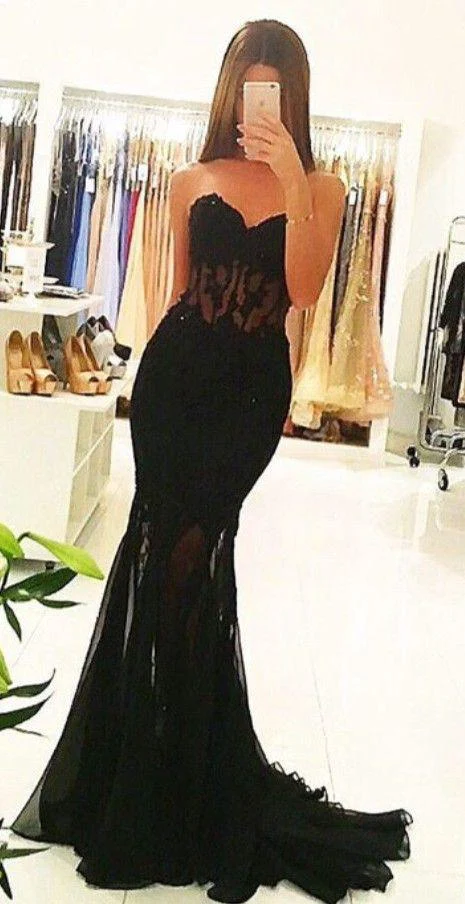 black sweetheart mermaid sexy lace prom dress,long black evening dresses dm174 black sweetheart mermaid sexy lace prom dress,long black evening dresses dm174