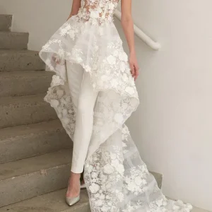 Wedding Dresses import placeholder for illusion round neck high low wedding jum 160220048